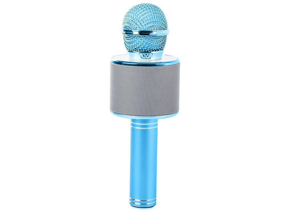 Bluetooth Karaoke Mikrofon Lautsprecher Echo Stimmverzerrer FM Radio Blau