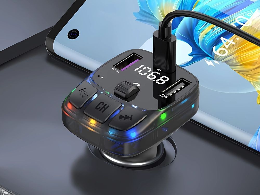Bluetooth 5.3 FM Transmitter Auto QC3.0 USB-C MP3 Player Freisprechanlage