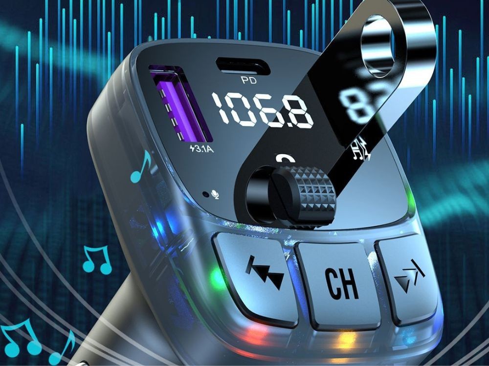 Bluetooth 5.3 FM Transmitter Auto QC3.0 USB-C MP3 Player Freisprechanlage