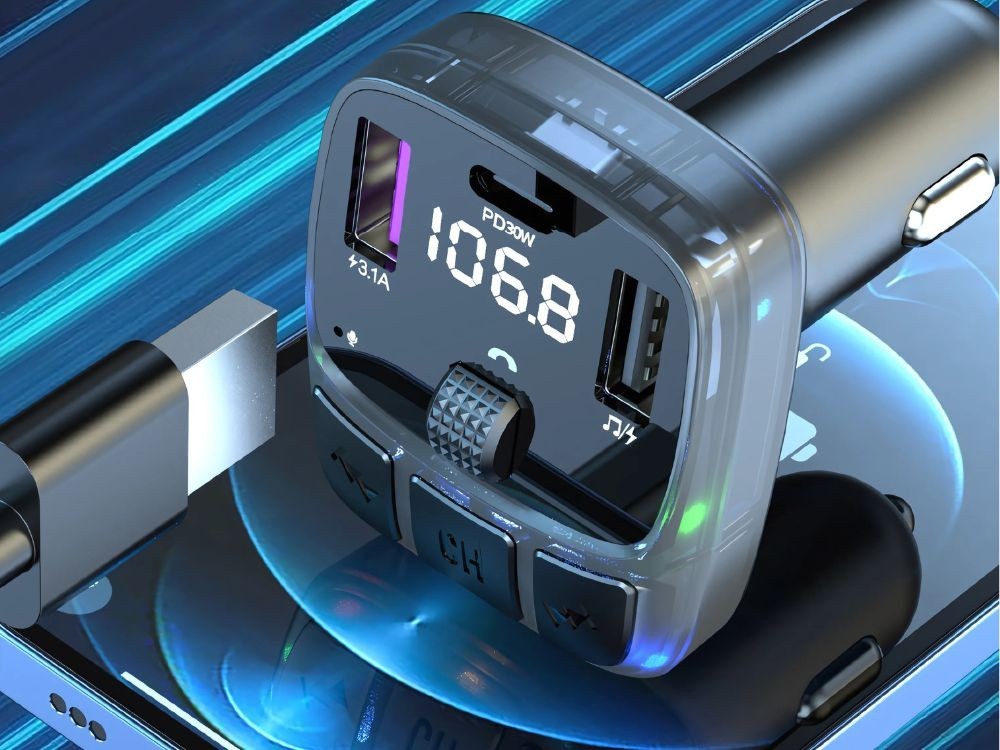Bluetooth 5.3 FM Transmitter Auto QC3.0 USB-C MP3 Player Freisprechanlage