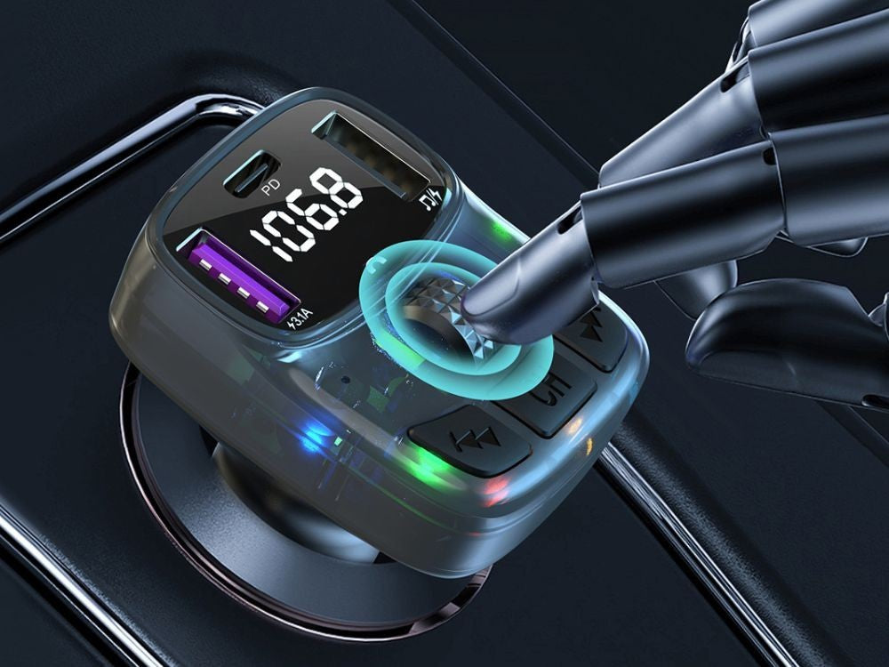 Bluetooth 5.3 FM Transmitter Auto QC3.0 USB-C MP3 Player Freisprechanlage