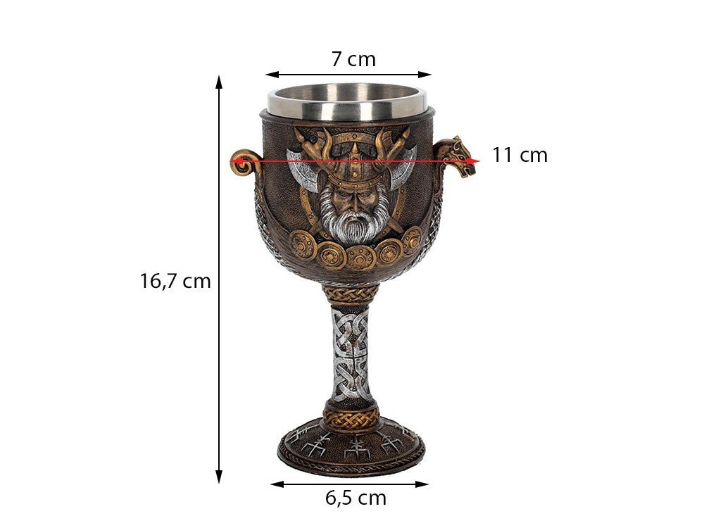 Wikinger Tasse 160ml – Dekorativer Becher aus Polyresin & Edelstahl, Geschenkide