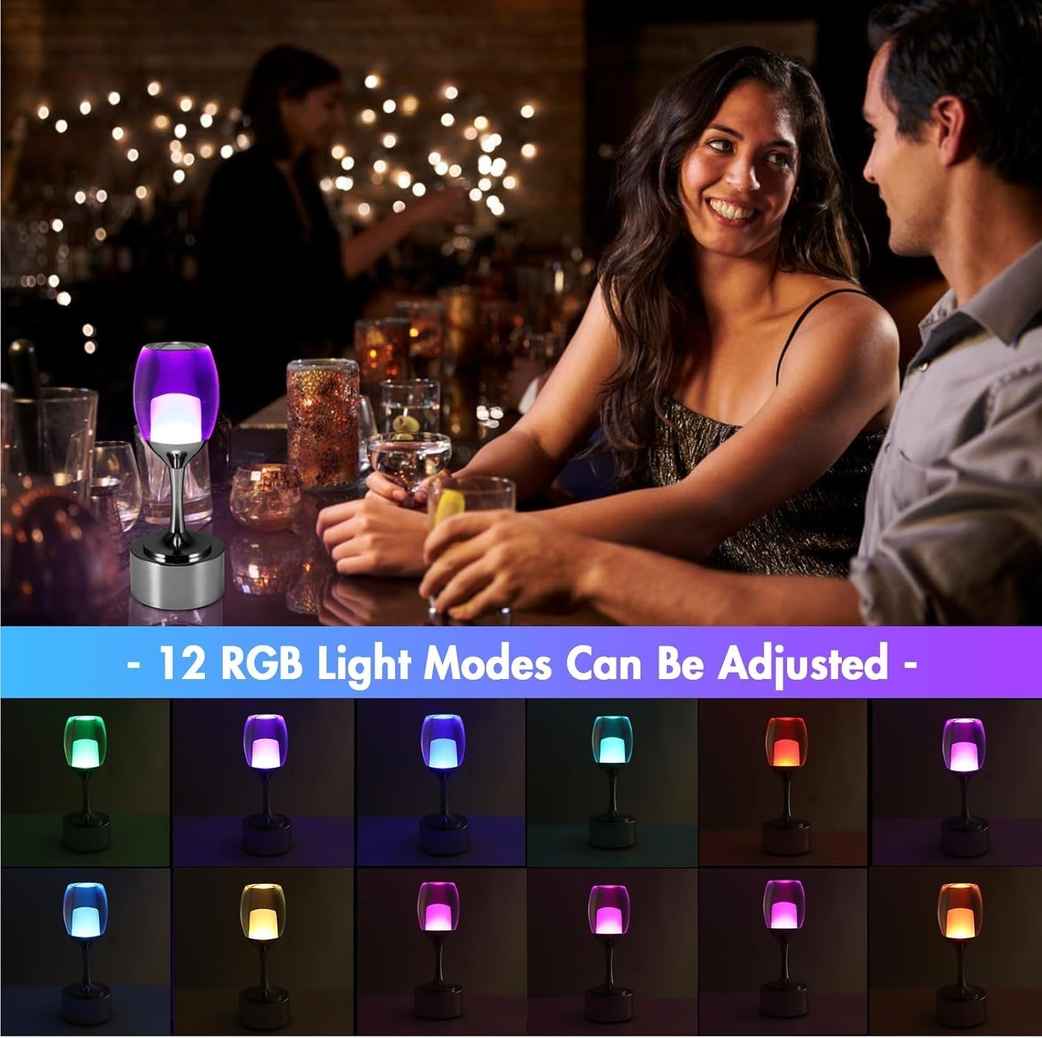 LED Nachttischlampe Kabellos Acryl USB Lade Tischlampe 7 Farben Deko