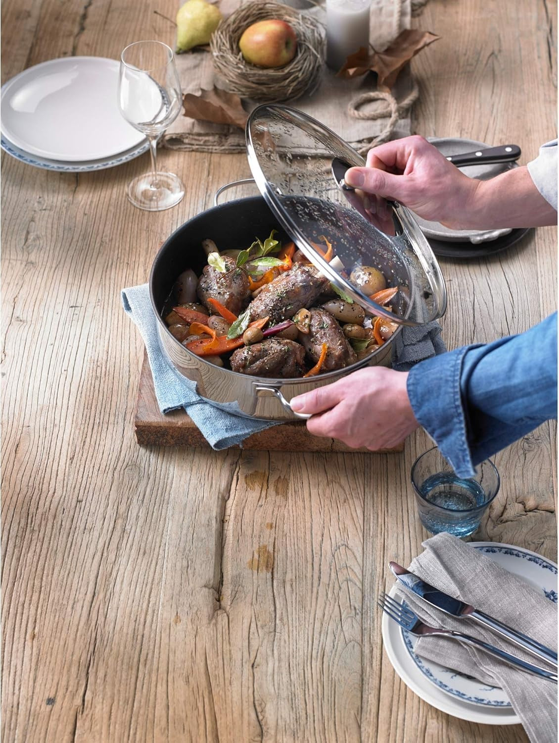 WMF Schmorpfanne 28cm 5L mit Glasdeckel Cromargan Induktion Antihaft