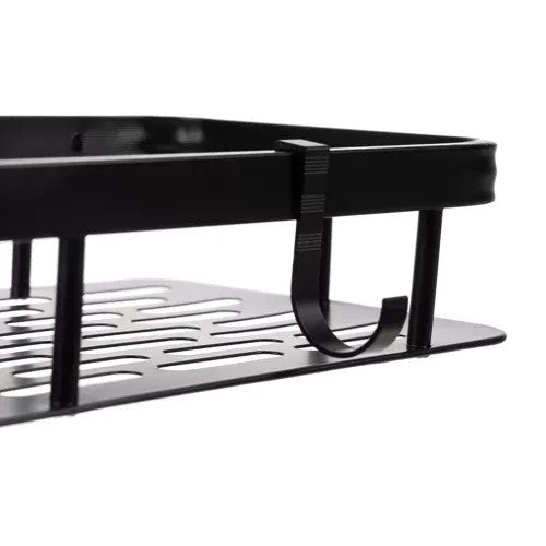 Duschregal Hängend 2 Stück Schwarz Aluminium mit Haken & Zubehör