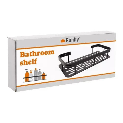 Duschregal Hängend 2 Stück Schwarz Aluminium mit Haken & Zubehör