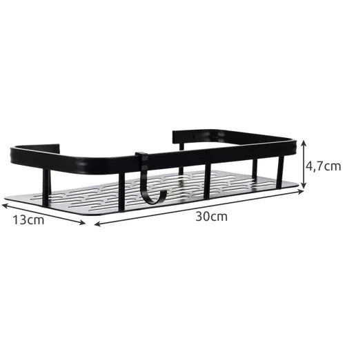Duschregal Hängend 2 Stück Schwarz Aluminium mit Haken & Zubehör