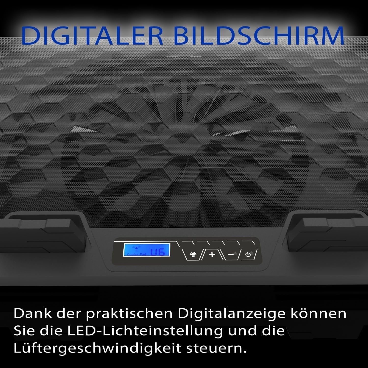 Gaming Laptop Kühler RGB 17,3" Kühlpad LCD Display 5 Höhen Notebook