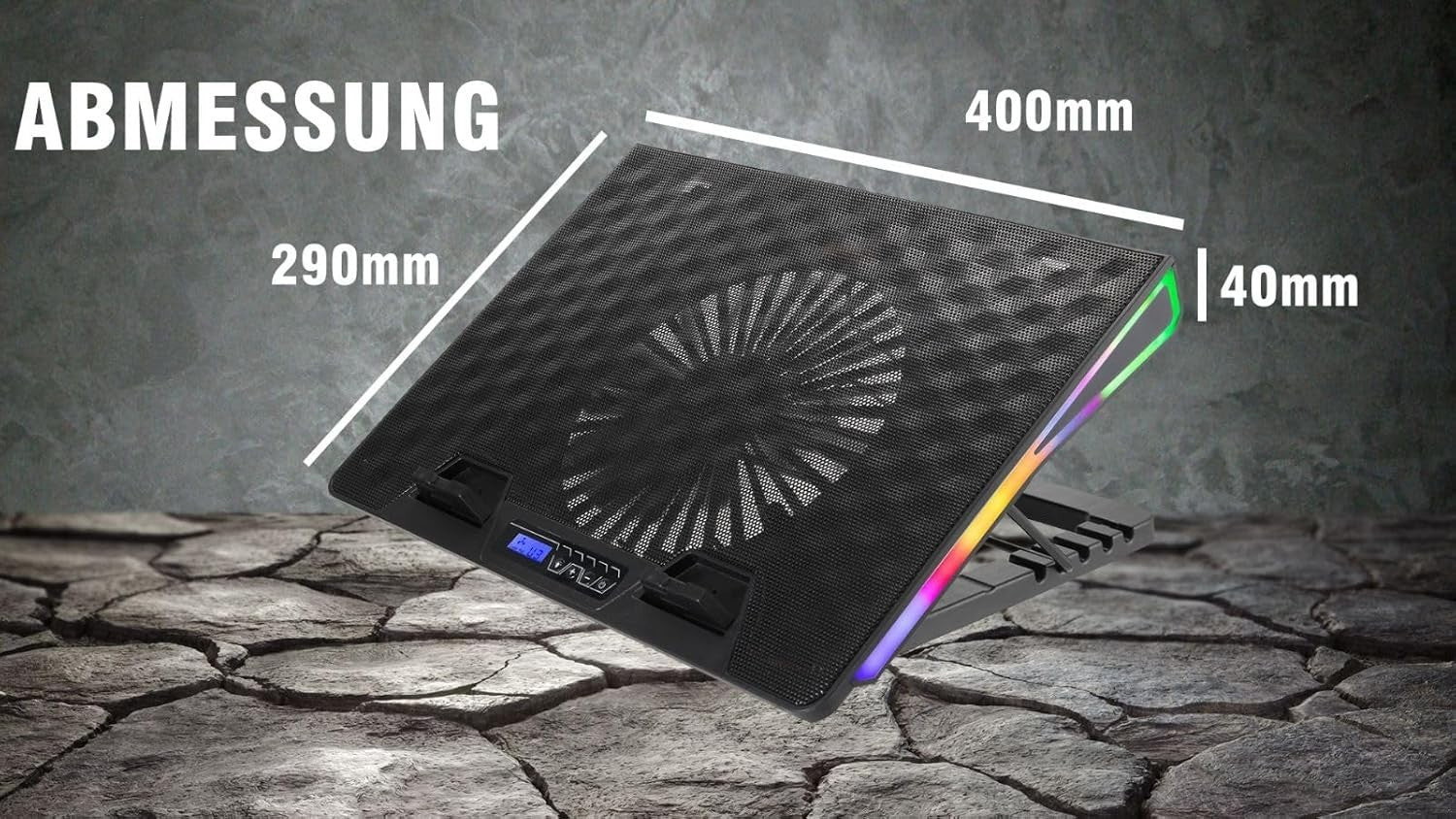 Gaming Laptop Kühler RGB 17,3" Kühlpad LCD Display 5 Höhen Notebook