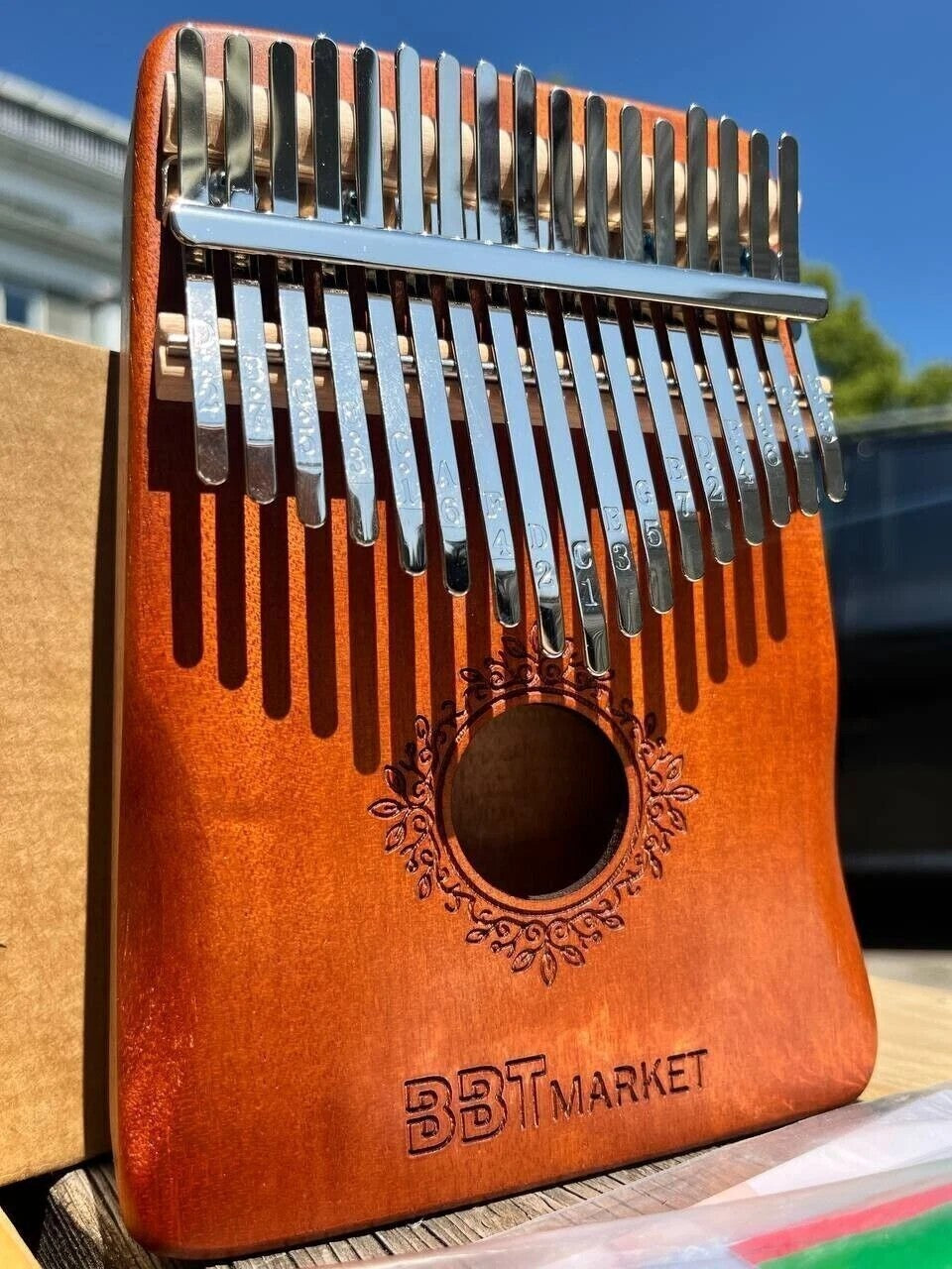 Kalimba 17 Tasten Daumenklavier Fingerpiano aus Holz mit Tragetasche & Notenheft