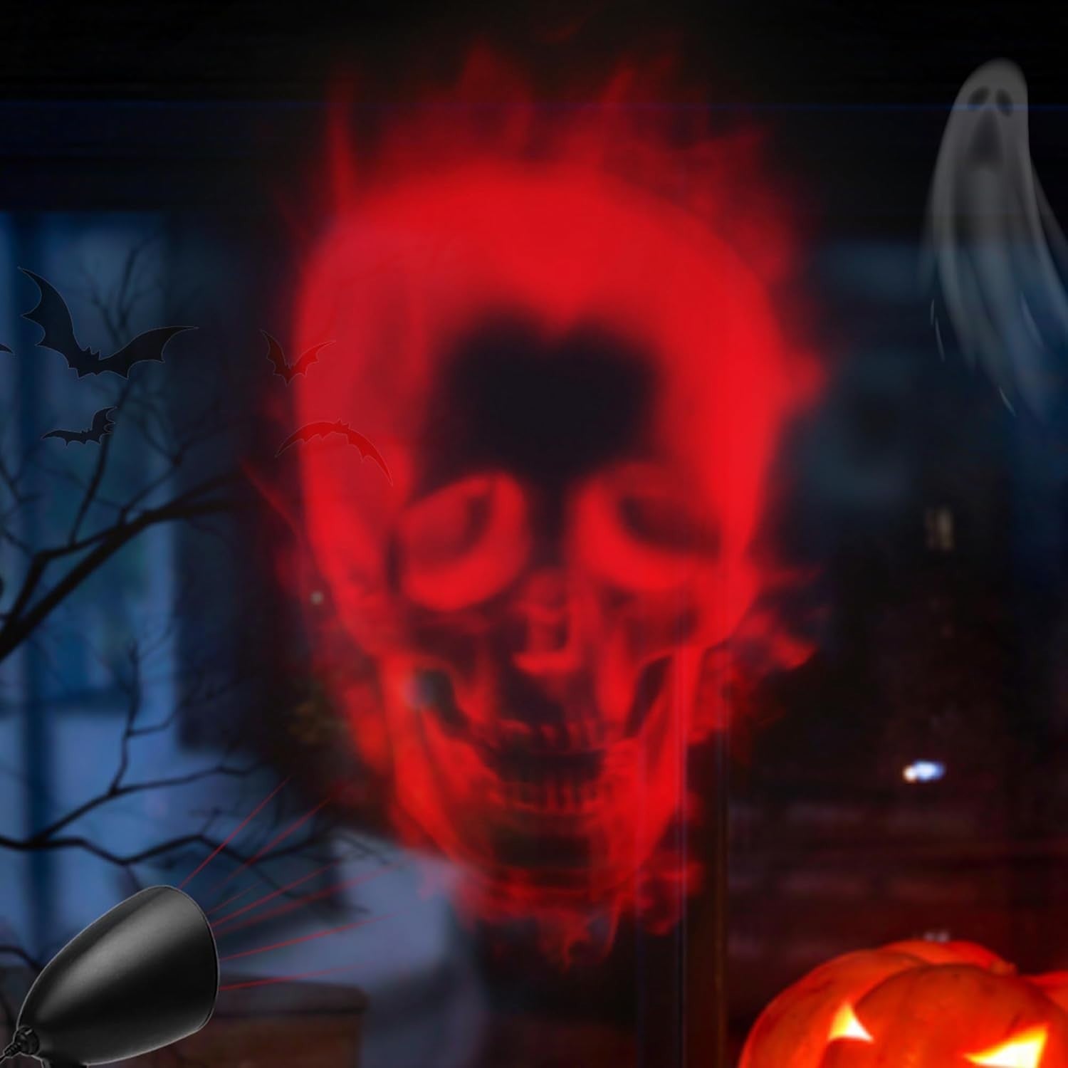 Halloween LED Projektor 3D Rotes Skelett Wasserdicht Timer Lampe Outdoor