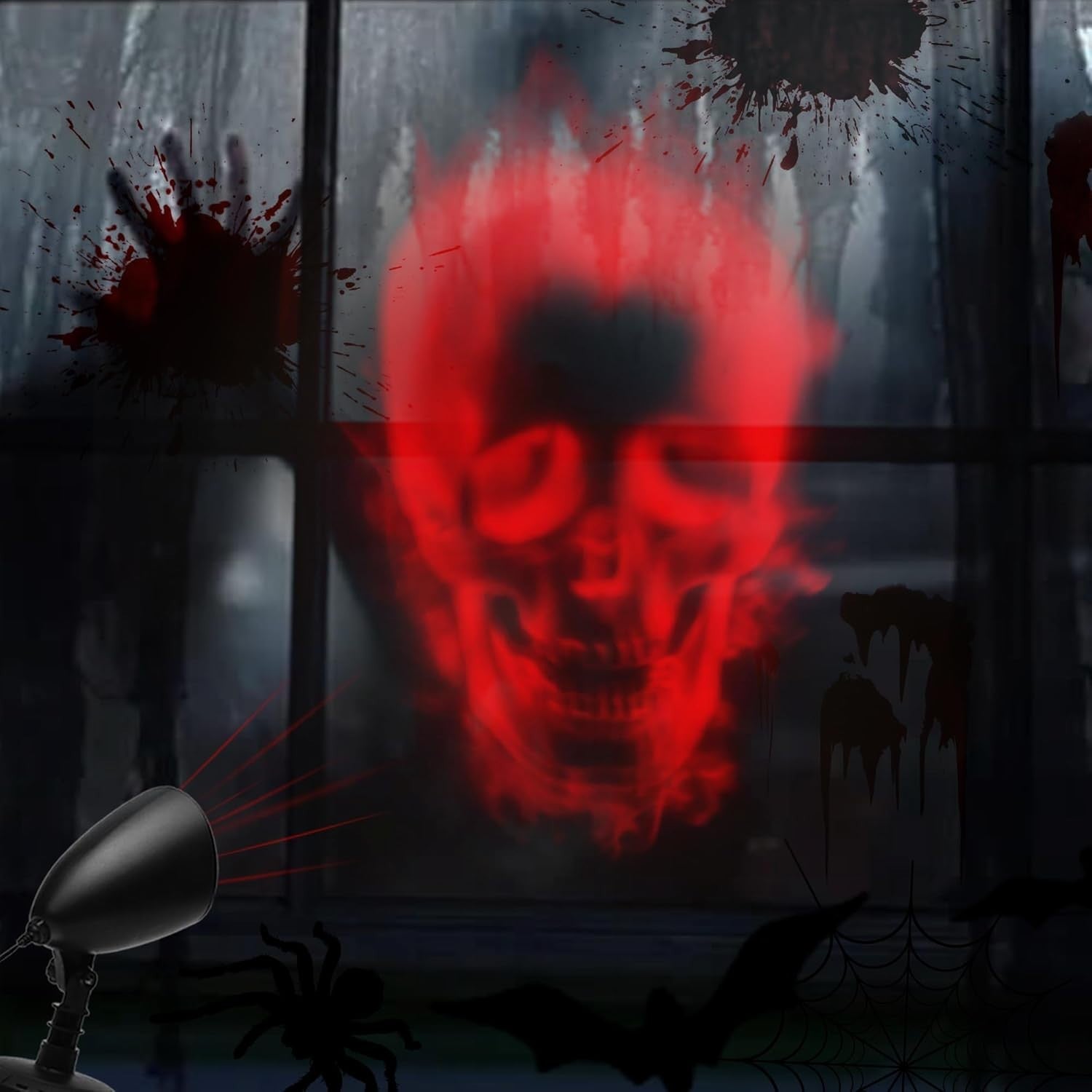 Halloween LED Projektor 3D Rotes Skelett Wasserdicht Timer Lampe Outdoor
