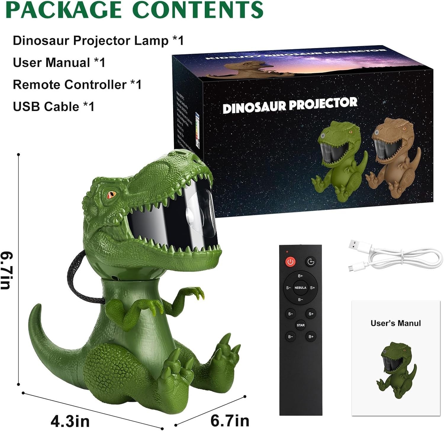 Dinosaurier Sternenhimmel Projektor LED Nachtlampe Kinder Dino Sternenlicht