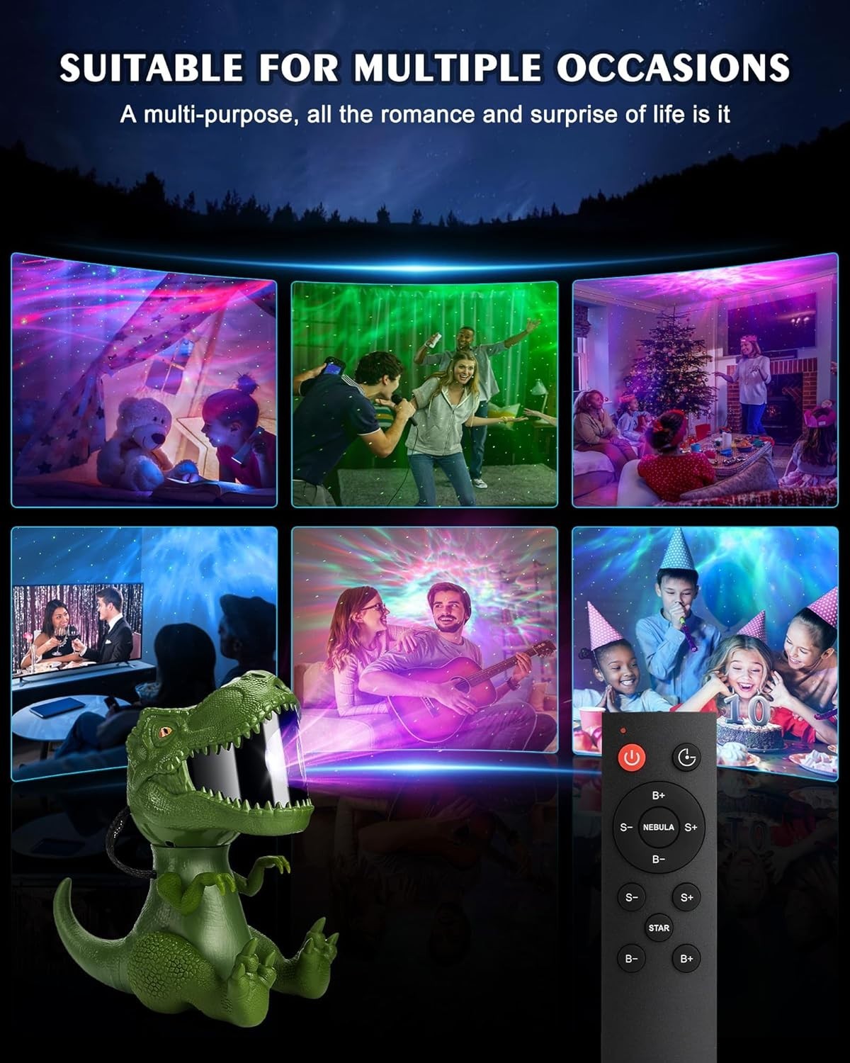 Dinosaurier Sternenhimmel Projektor LED Nachtlampe Kinder Dino Sternenlicht