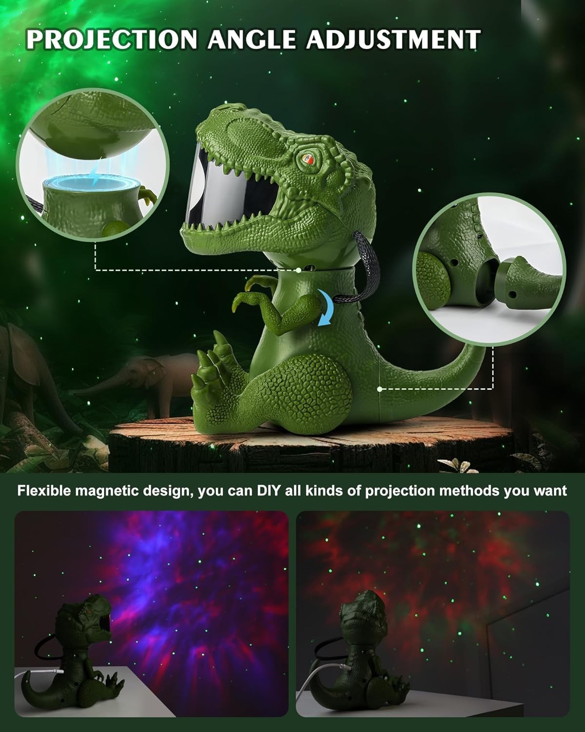 Dinosaurier Sternenhimmel Projektor LED Nachtlampe Kinder Dino Sternenlicht
