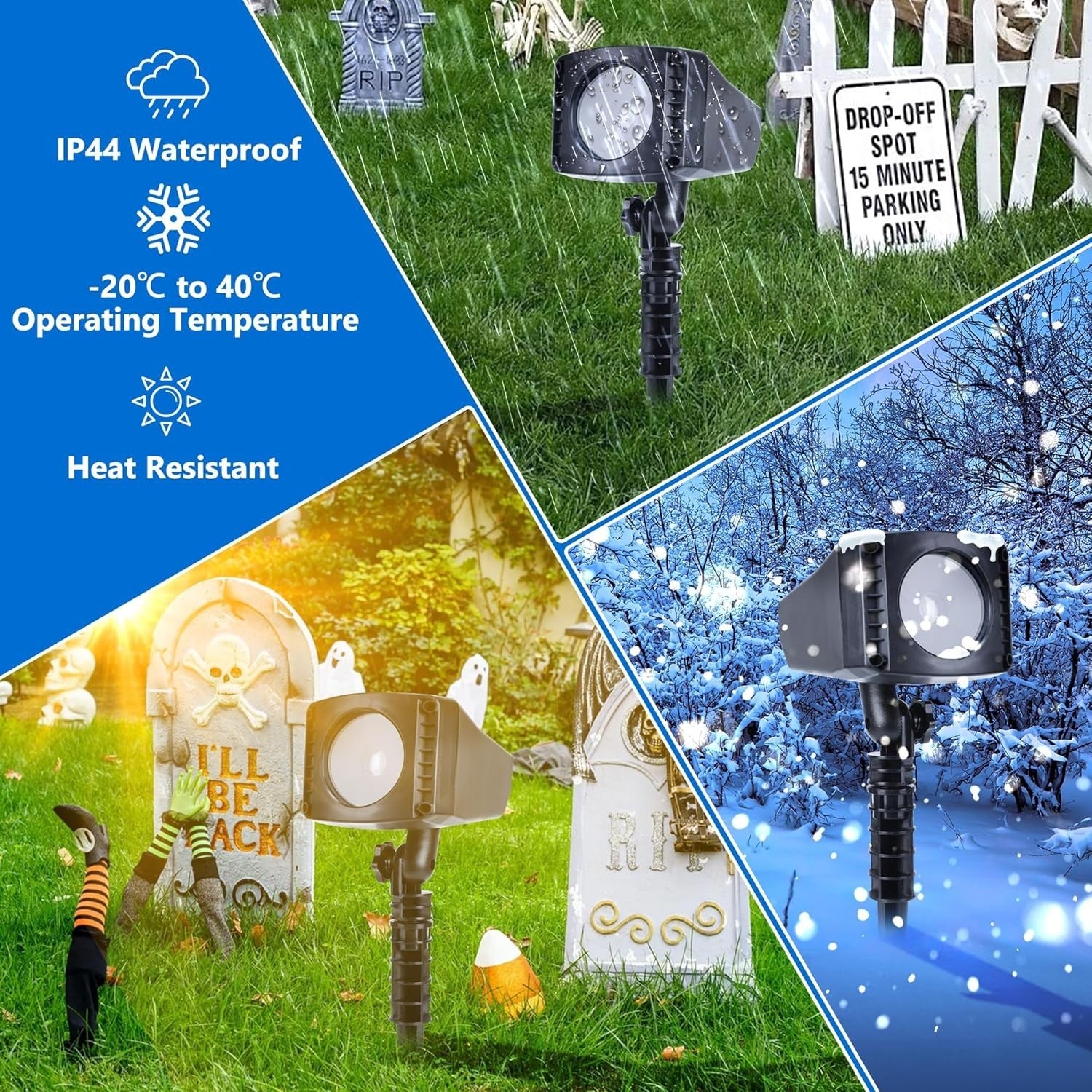Halloween Deko Outdoor Projektor | 3D Dynamische LED Projektionslampe mit Timer, Wasserdicht, Rotes Spinnennetz-Spinne Motiv für Wand, Fenster & Garten