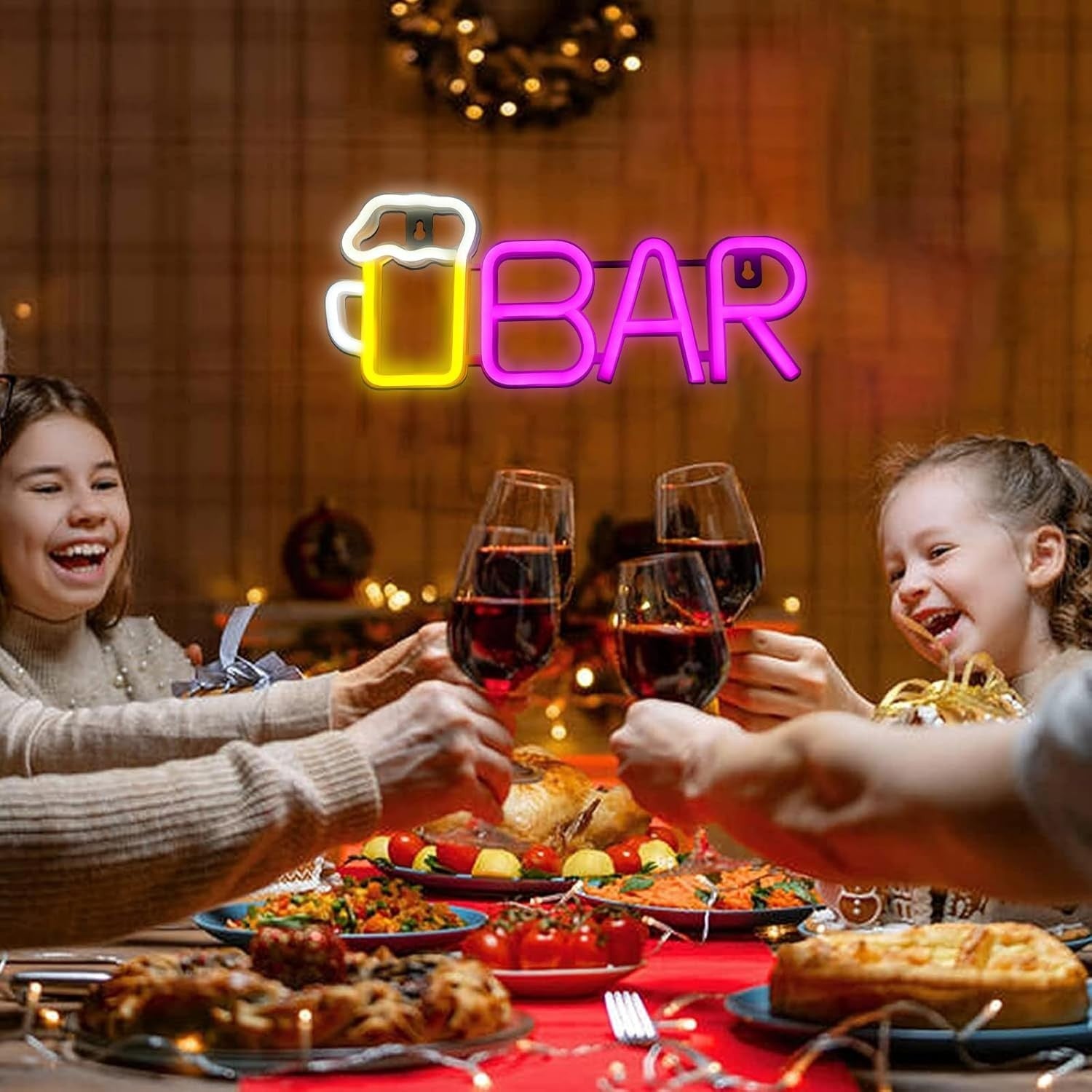 Bar Neon Sign LED Schriftzug USB/Batterie Bier Lampe Deko Warmweiß/Pink