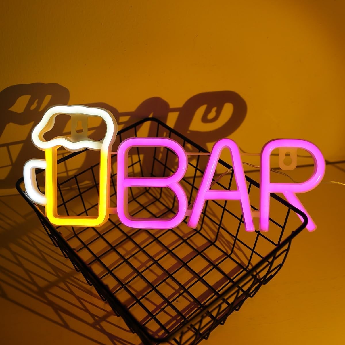 Bar Neon Sign LED Schriftzug USB/Batterie Bier Lampe Deko Warmweiß/Pink