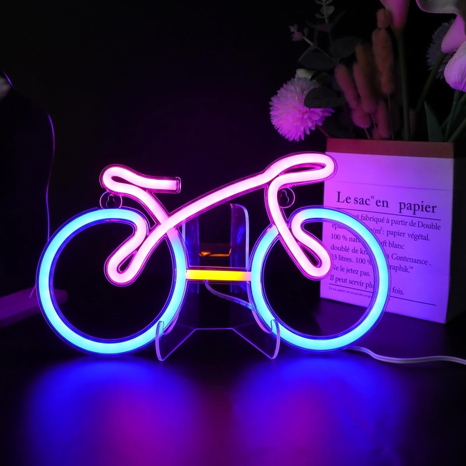 Fahrrad Neon Sign LED Wandlicht USB/Batterie Neon Lampe Blau/Rosa/Weiß