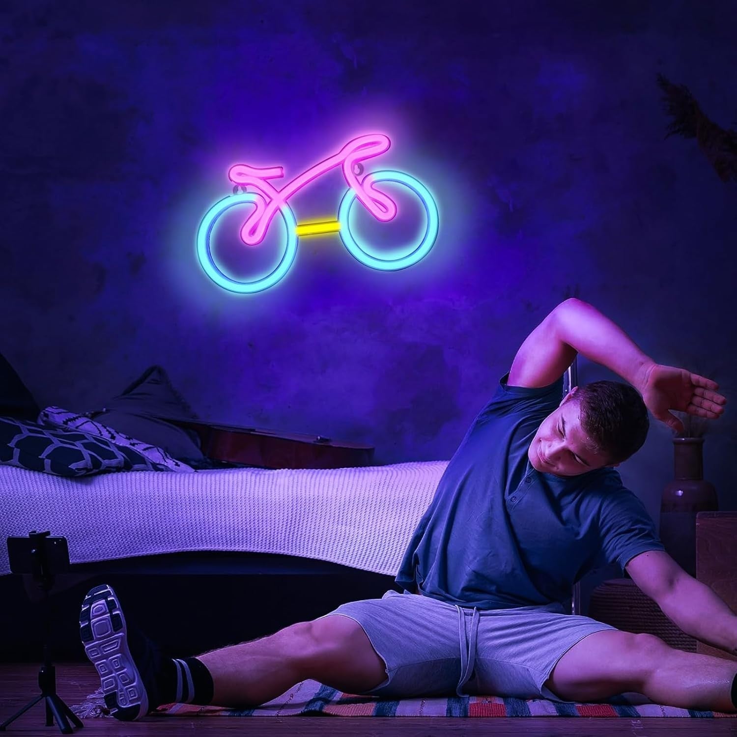 Fahrrad Neon Sign LED Wandlicht USB/Batterie Neon Lampe Blau/Rosa/Weiß