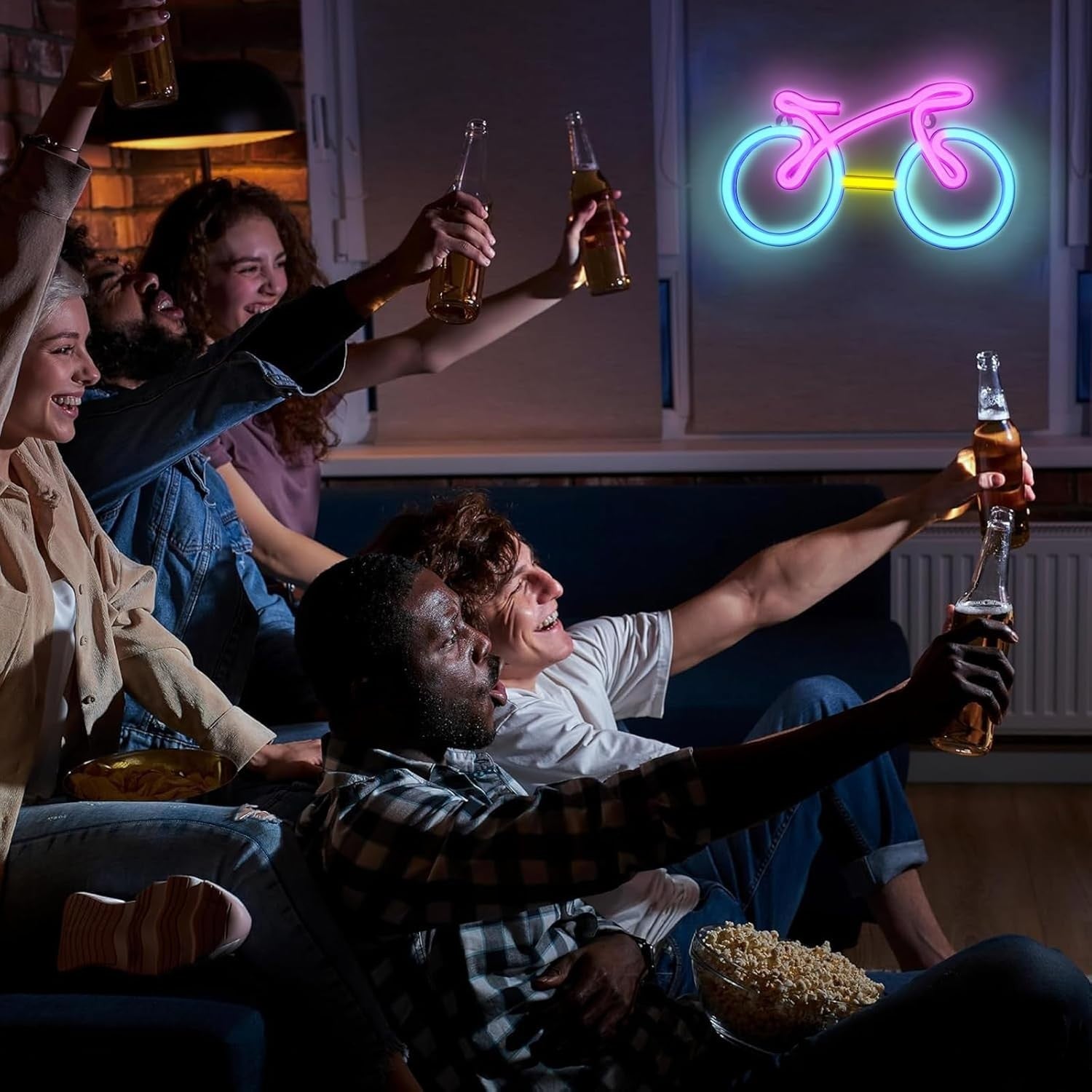 Fahrrad Neon Sign LED Wandlicht USB/Batterie Neon Lampe Blau/Rosa/Weiß