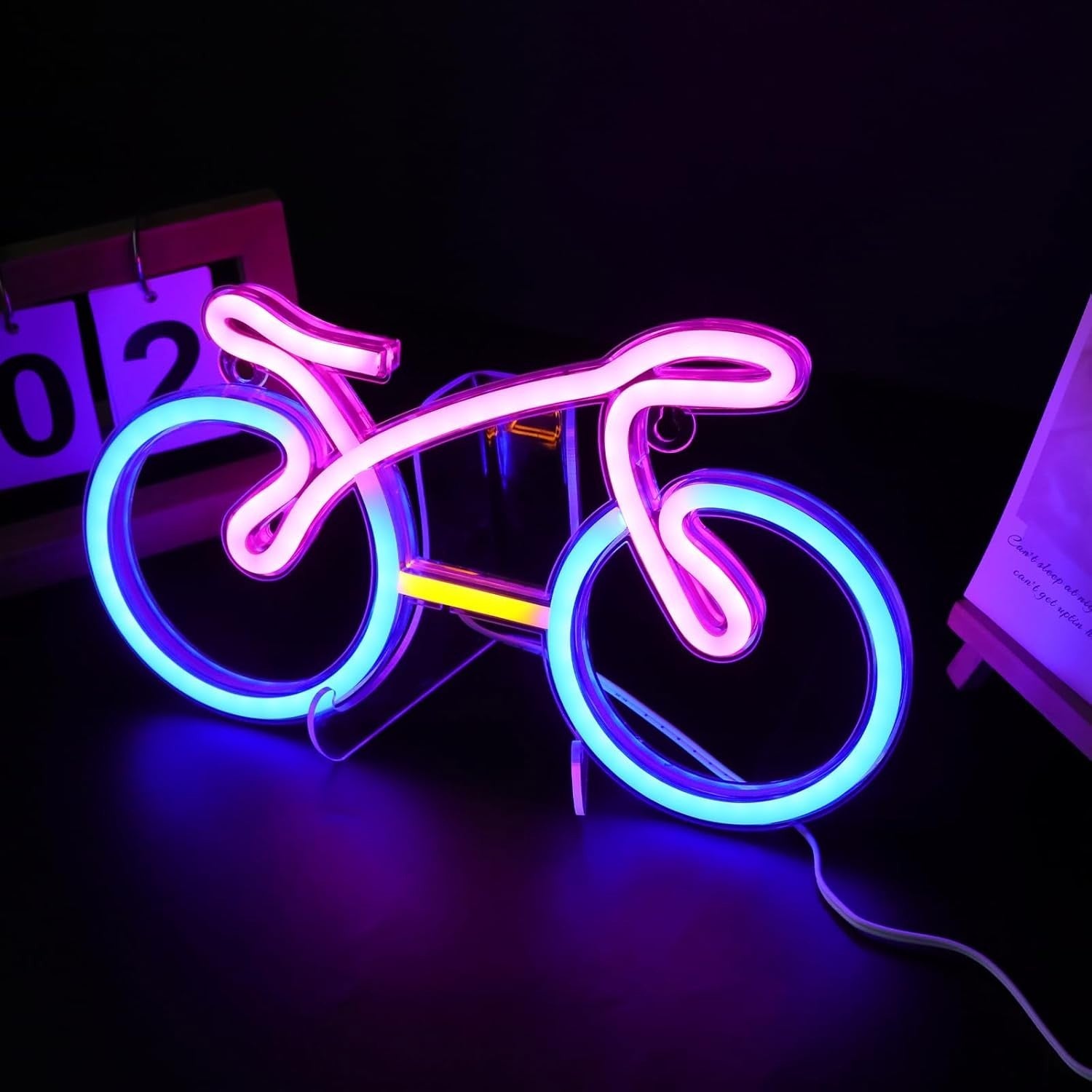 Fahrrad Neon Sign LED Wandlicht USB/Batterie Neon Lampe Blau/Rosa/Weiß