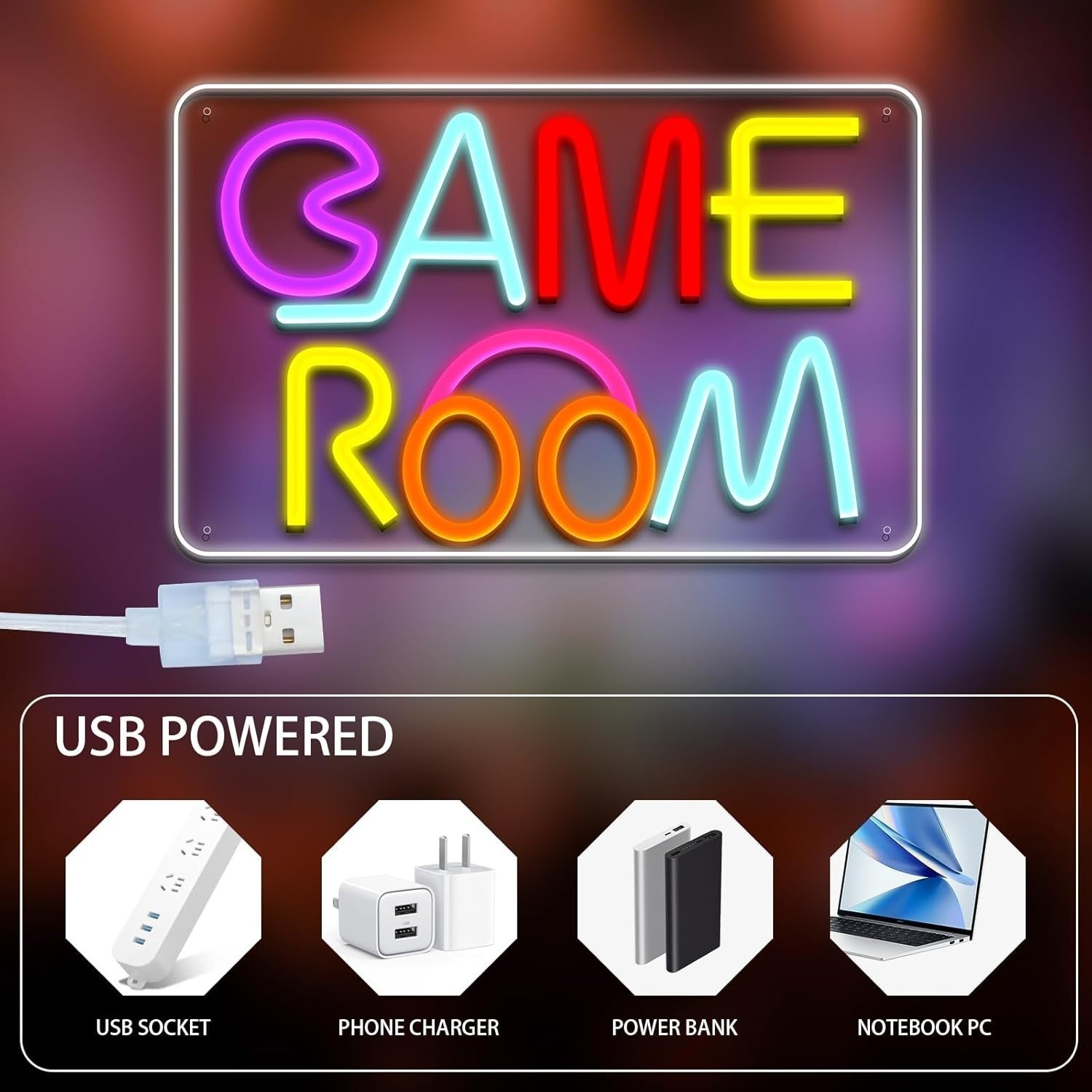 Gaming Neon Sign LED Wandlicht USB dimmbar Neonlicht bunt für Spielzimmer