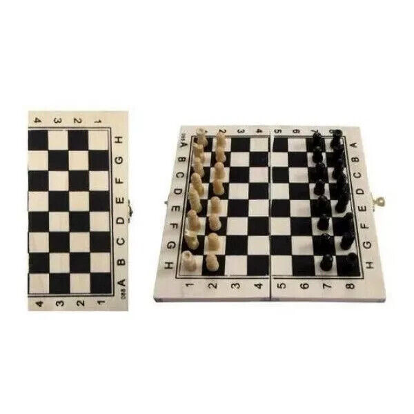 Klassisches Schachspiel aus Holz – Klappbares Schachbrett 21x21 cm mit Figuren in Holzbox