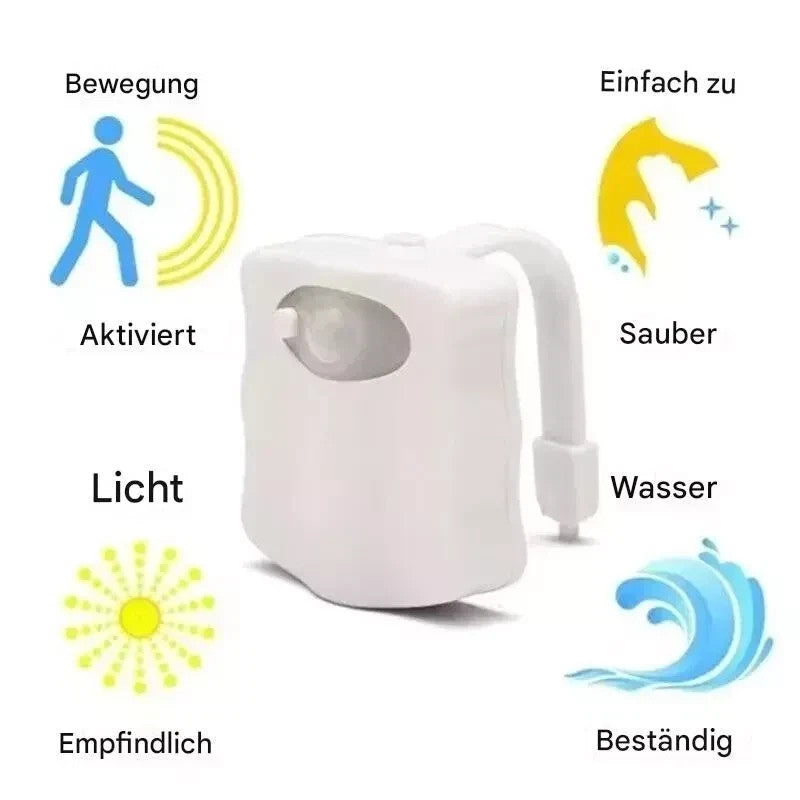 Toilettenlicht mit Bewegungssensor – LED WC Nachtlicht 8 Farben, Batteriebetrieb