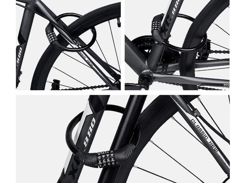 Fahrrad Kabelschloss mit Code 60cm Vierstellige Zahlenkombination Schwarz