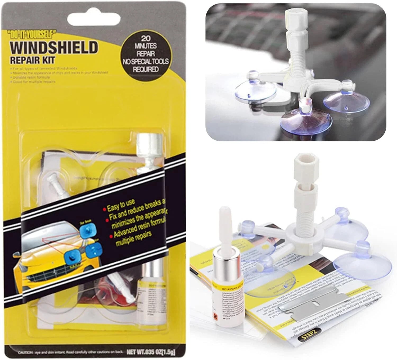 Auto KFZ Windschutzscheiben Glas Reparatur Set Steinschlag Frontscheibe