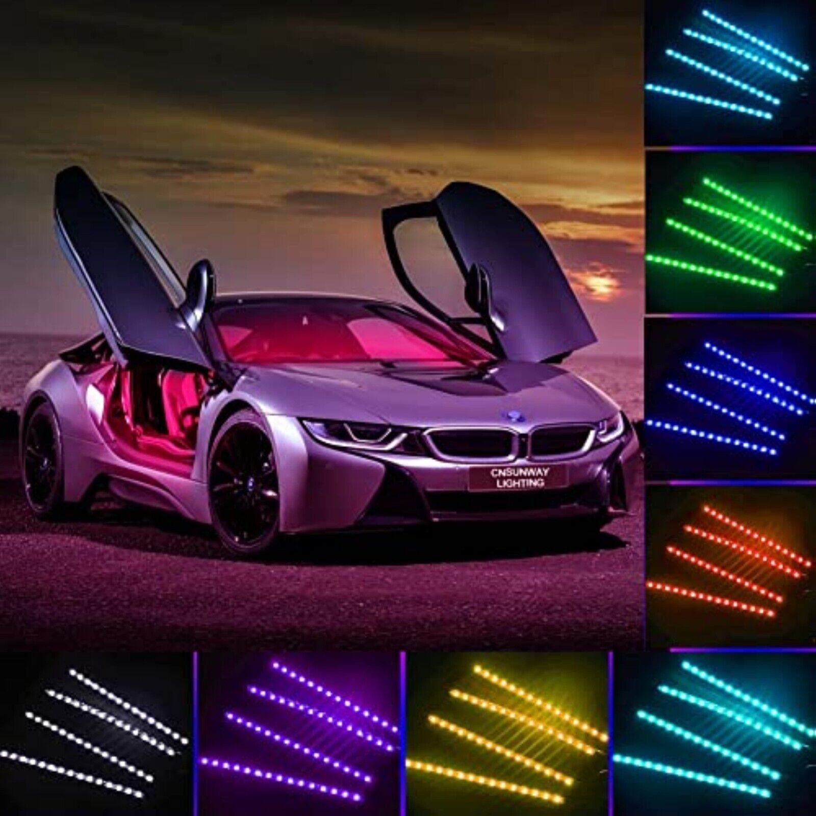 Auto LED Innenraumbeleuchtung RGB App Steuerung 8 Farben Musik Sync