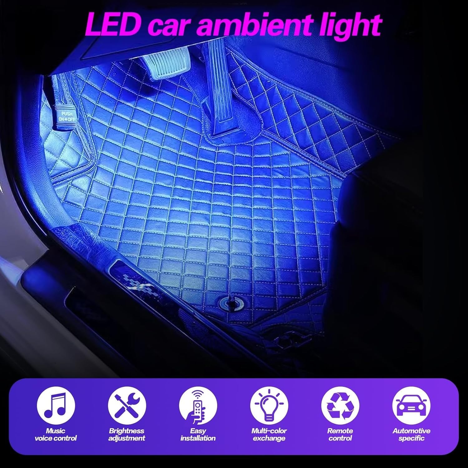 Auto LED Innenraumbeleuchtung RGB App Steuerung 8 Farben Musik Sync