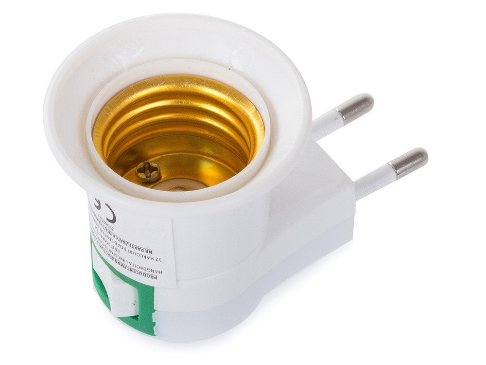 E27 Glühbirnen Adapter mit Schalter 230V – Steckdosenadapter Weiß Kunststoff