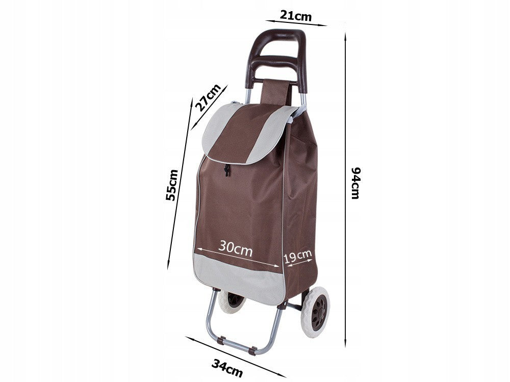 Einkaufstrolley faltbar Tasche auf Rädern stabil wasserdicht Braun 94cm