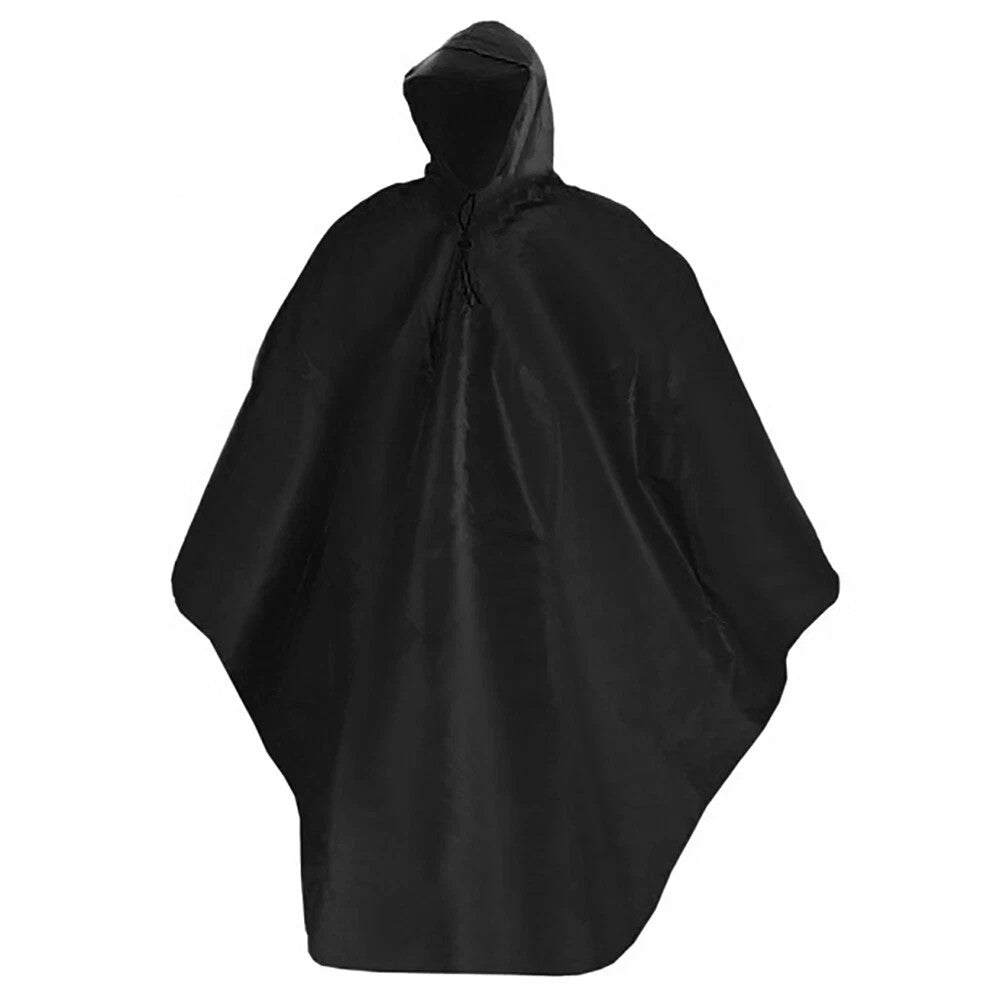 Regenponcho mit Kapuze Visier Schwarz Universal Wandern Angeln Festival