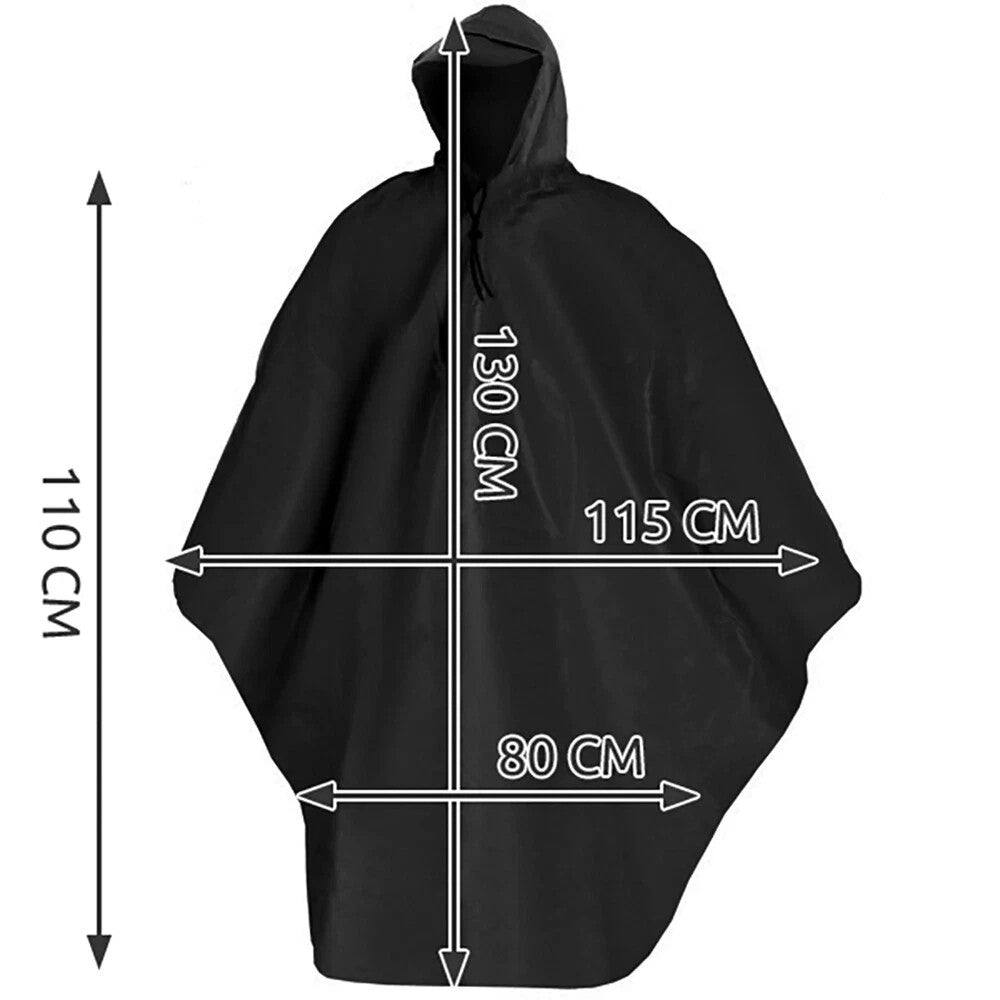 Regenponcho mit Kapuze Visier Schwarz Universal Wandern Angeln Festival