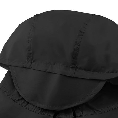 Regenponcho mit Kapuze Visier Schwarz Universal Wandern Angeln Festival
