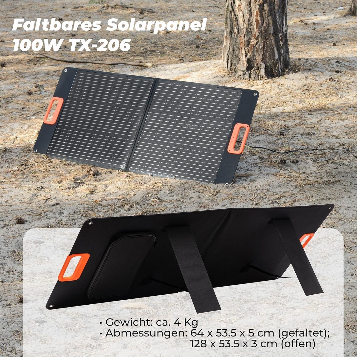 Technaxx Solarpanel 100W faltbar TX-206 Camping Outdoor tragbares Ladegerät