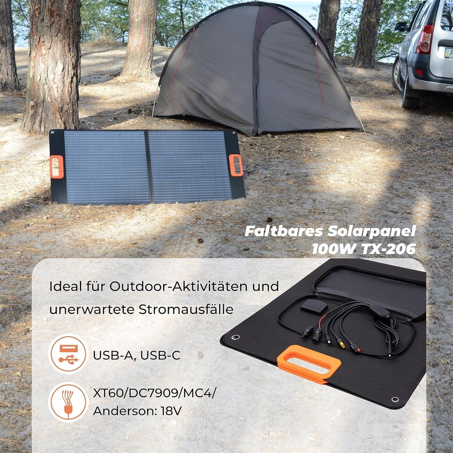Technaxx Solarpanel 100W faltbar TX-206 Camping Outdoor tragbares Ladegerät