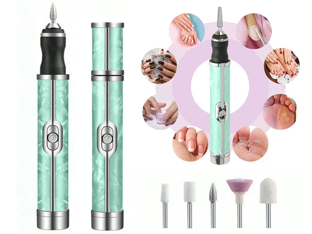Nagelfräser Maniküre Pediküre Set 💅 USB-C Wiederaufladbar Akku 5 Aufsätze