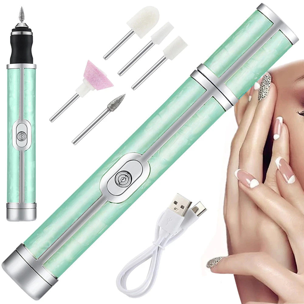 Nagelfräser Maniküre Pediküre Set 💅 USB-C Wiederaufladbar Akku 5 Aufsätze