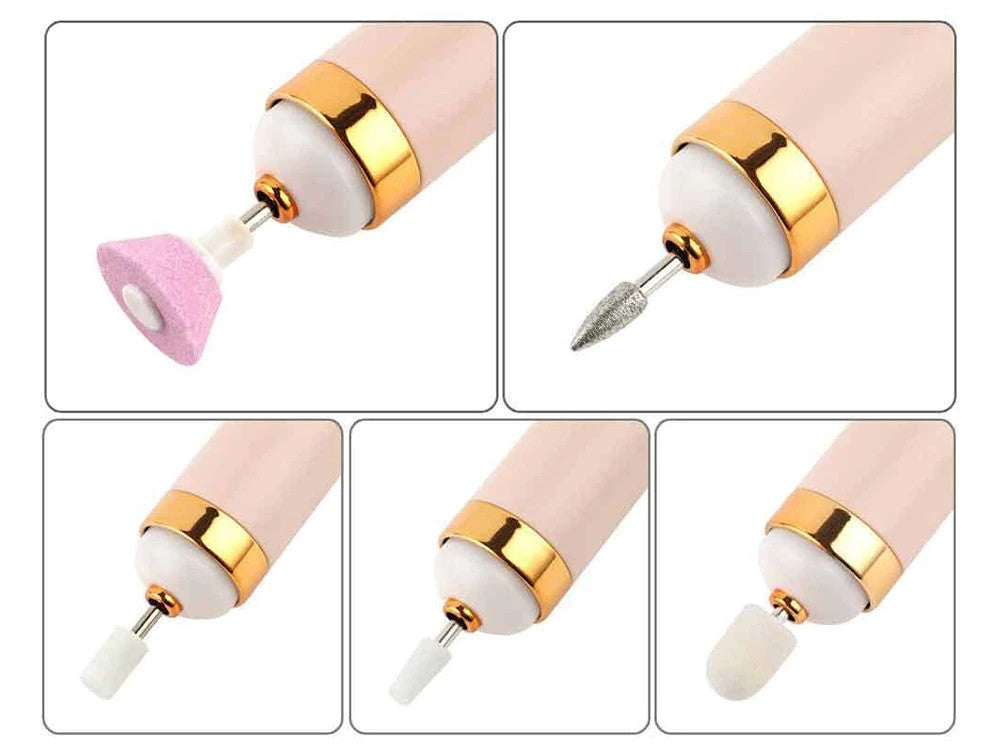Elektrischer Maniküre Pediküre Nagelfräser Set 💅 USB Wiederaufladbar 5 Aufsätze