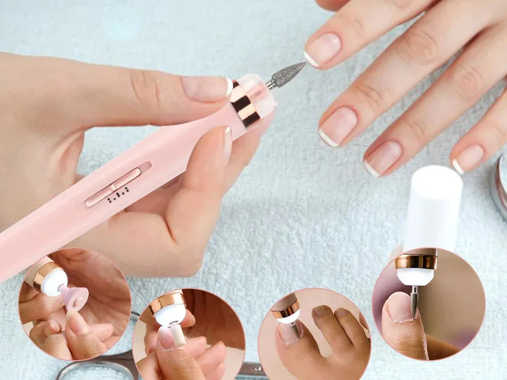 Elektrischer Maniküre Pediküre Nagelfräser Set 💅 USB Wiederaufladbar 5 Aufsätze