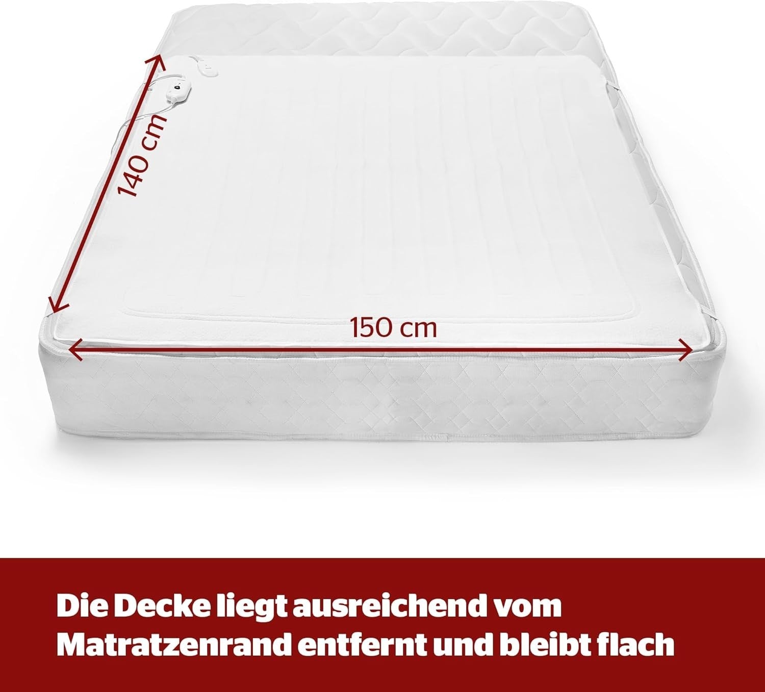 Heizdecke 140x150cm | 3 Stufen Wärmedecke Bett Heizmatte Fleece Waschbar