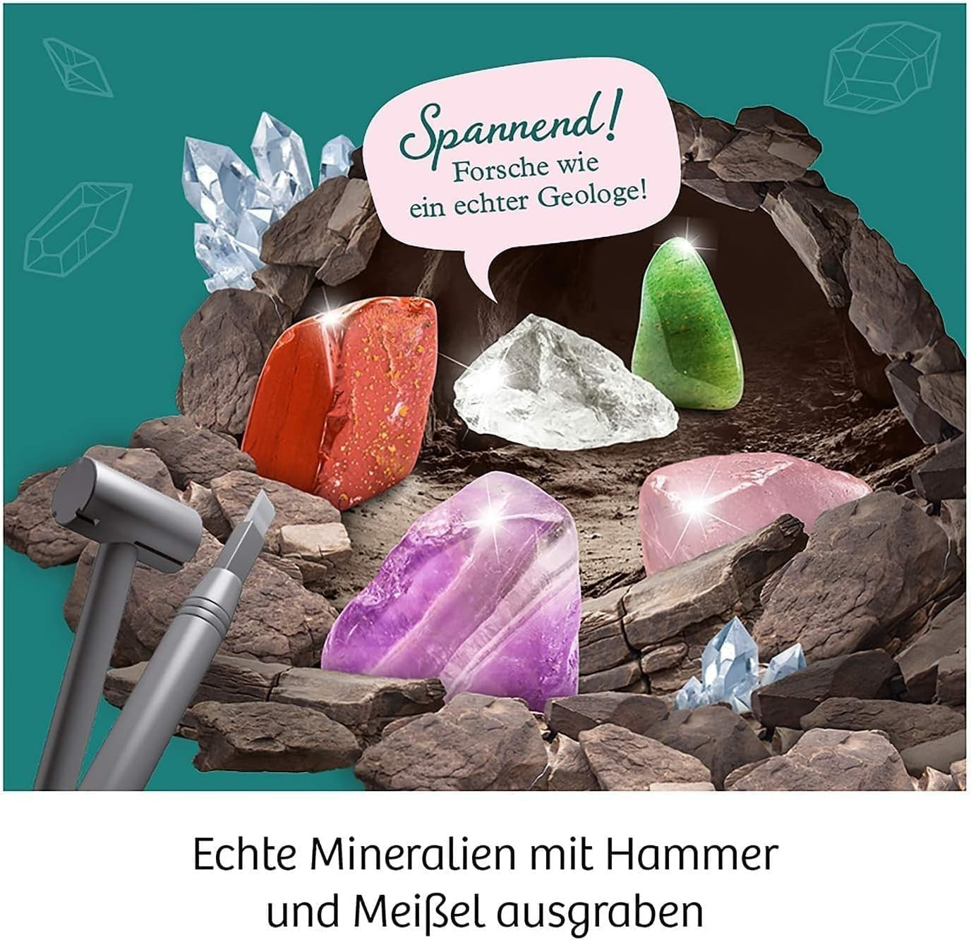 KOSMOS 657901 Mineralien Ausgrabungs-Set Hammer Meißel Geologie Kinder