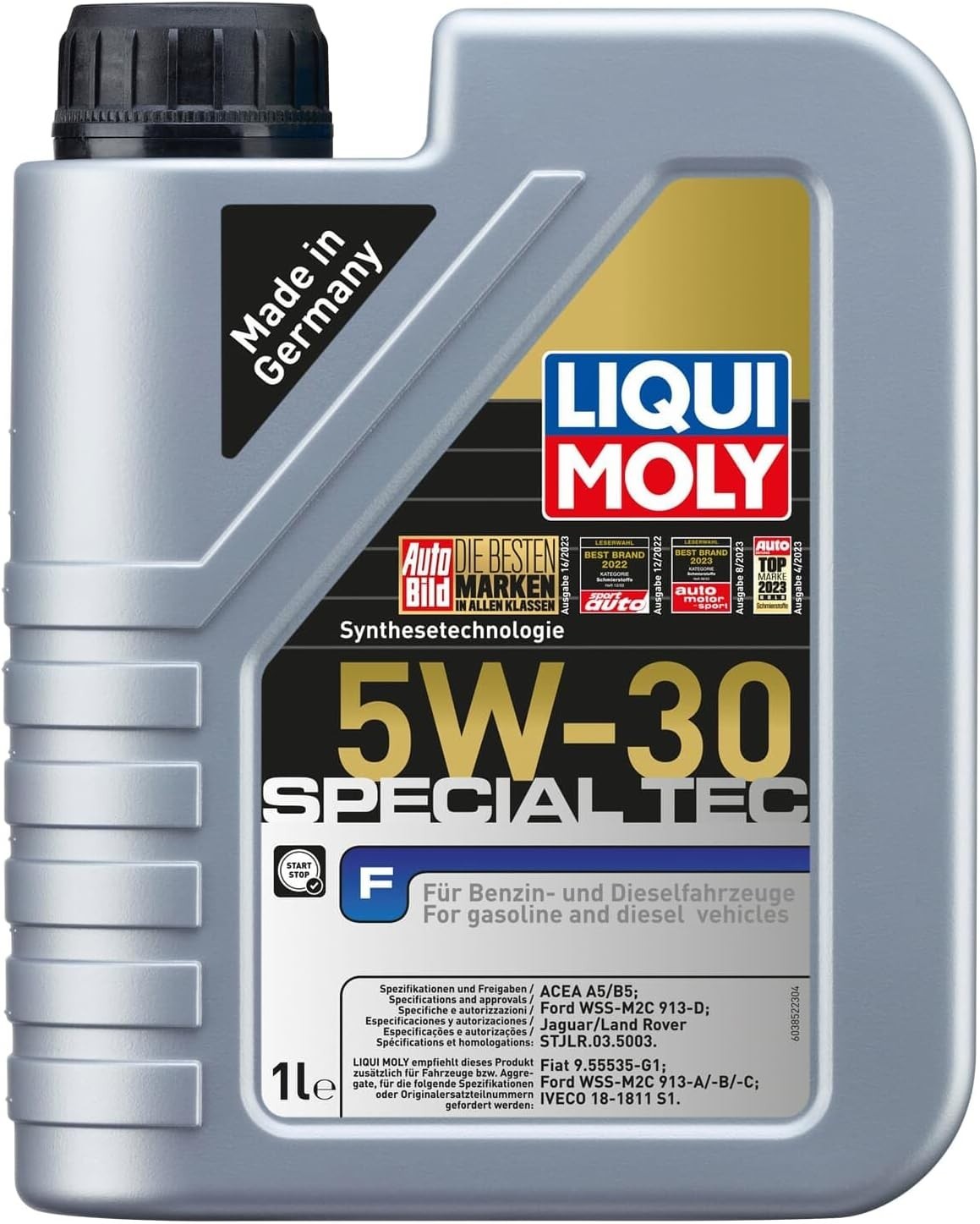 LIQUI MOLY Special Tec F 5W-30 – 1L Motoröl mit Synthesetechnologie | Hohe Schmiersicherheit & Alterungsstabilität für Ford, Jaguar & Land Rover