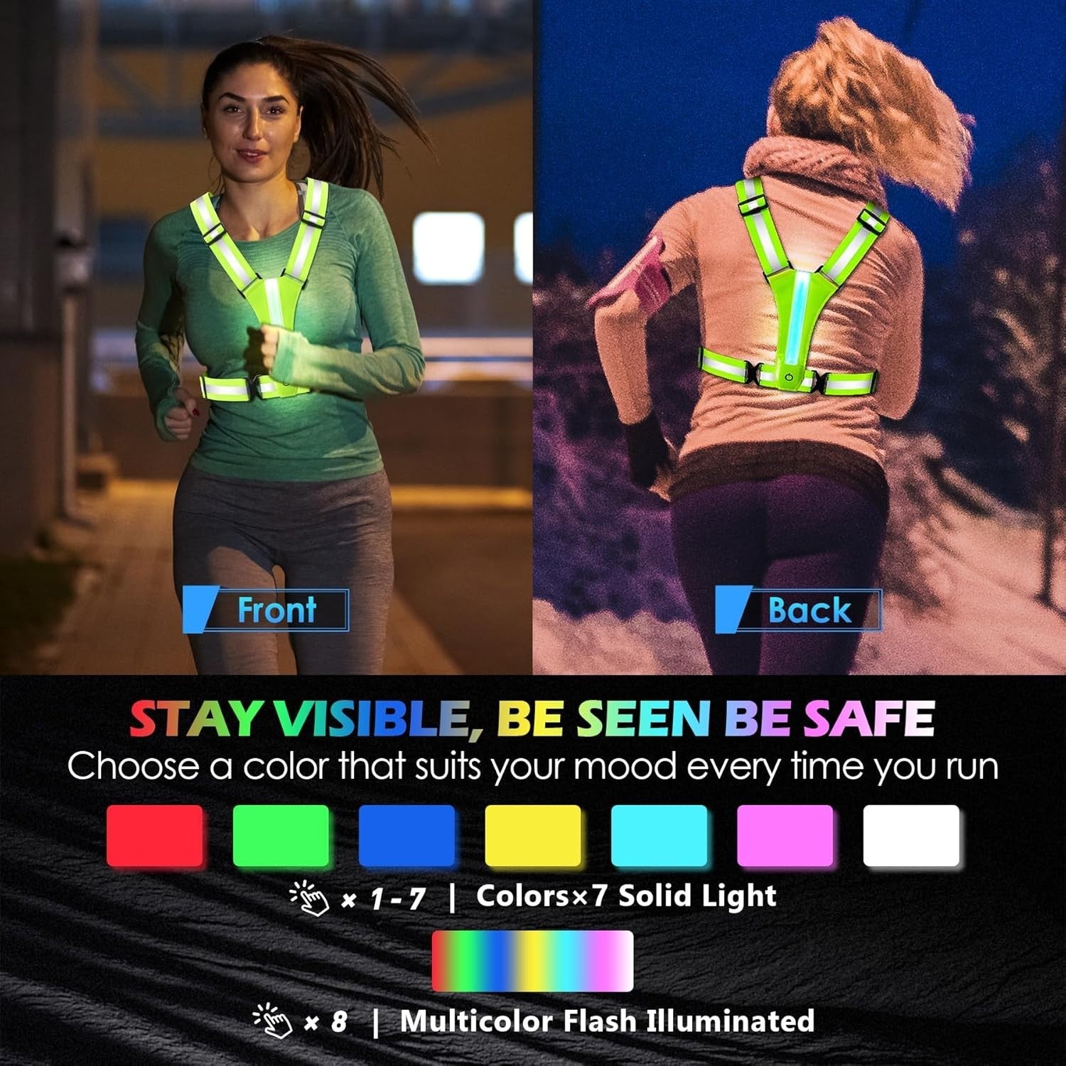 LED Warnweste mit 360° Reflektoren & USB-C Aufladung – Sicherheitsweste für Fahrrad, Motorrad, Joggen & Outdoor | Verstellbar, ultraleicht & wiederaufladbar
