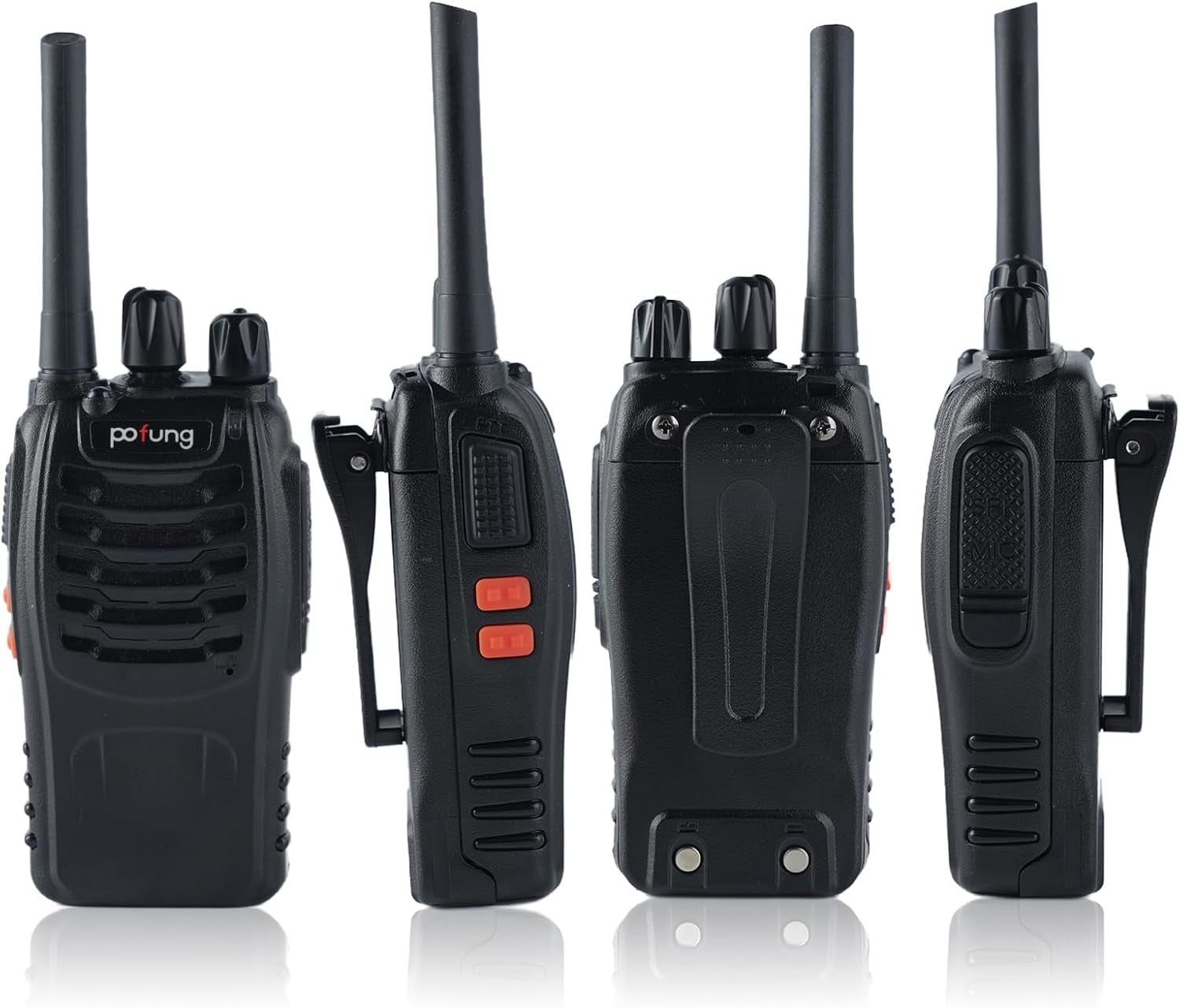 2x POFUNK Walkie Talkie PMR446 Funkgeräte LED Lampe Headset USB Schwarz