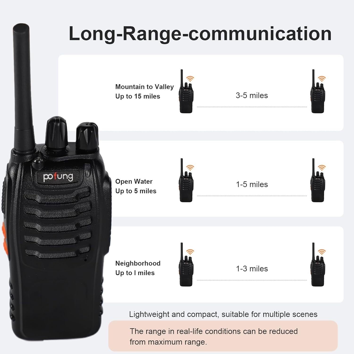 2x POFUNK Walkie Talkie PMR446 Funkgeräte LED Lampe Headset USB Schwarz